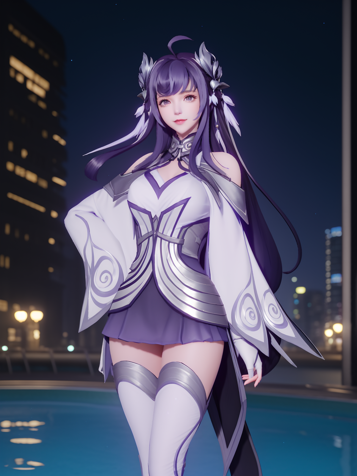 00249-760653098-WZRYxishiGXMY, 1girl, long hair, purple hair, purple eyes, solo, hair ornament, dress, ahoge, thighhighs,gloves,bangs,bare shoul.png